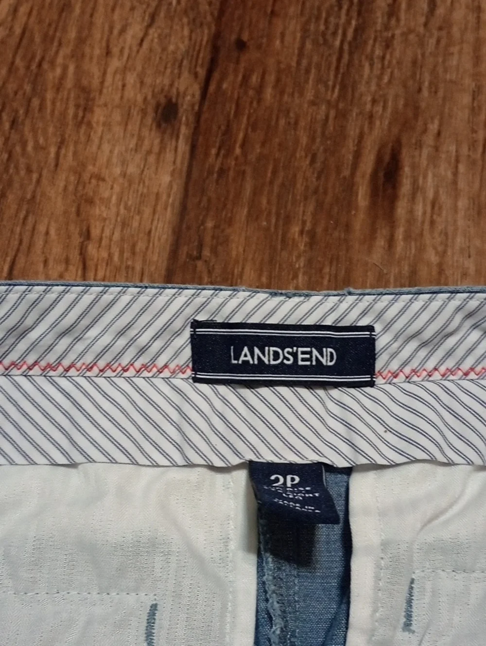 Womens Lands End Light Blue Chambray - Capri Pants Straight Fit Size 2P